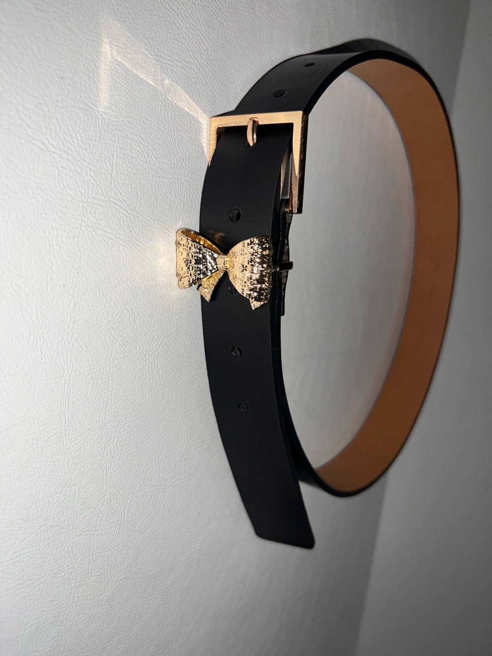 Kate Spade New York Black Belt with Gold Bow Buckle